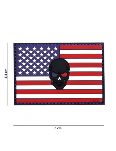 Patch 3D PVC USA + tête de mort
