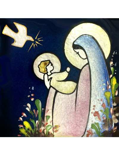 Vierge de la Présentation 8,1X8,1cm - EMAUX DU LIBAN