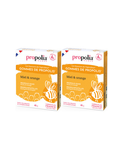 Gommes de Propolis Miel Orange Lot de 2 boîtes de 45g