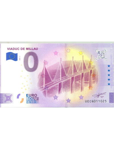 12 MILLAU 2020-2 VIADUC DE MILLAU BILLET SOUVENIR 0 EURO TOURISTIQUE NEUF