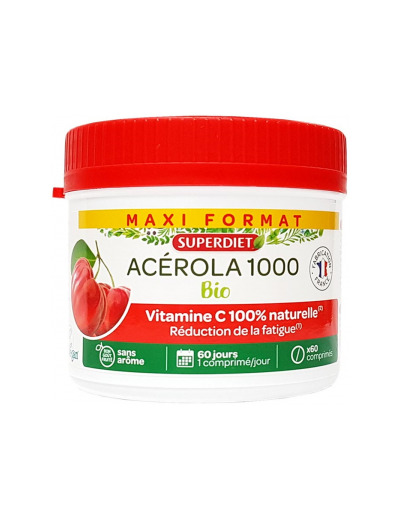 Acérola Bio 1000 Vitamine C maxi pot de 60 comprimés