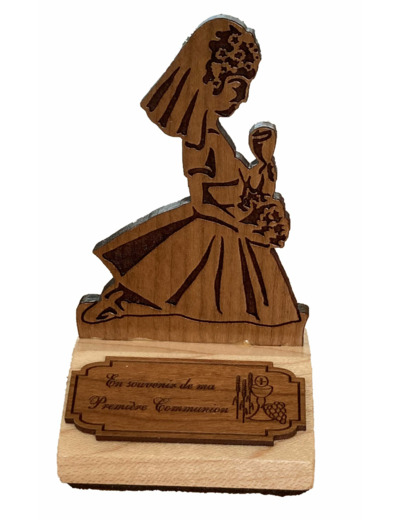 Bloc Souvenir en Erable 9cm - COMMUNION FILLE - Anglais