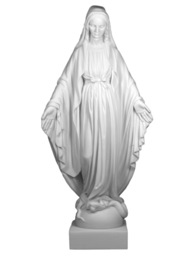 Vierge Miraculeuse- Statue en albâtre 23cm -Blanche