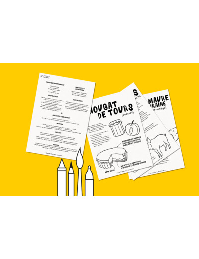 La Gastronomie de Touraine | 5 fiches de coloriage – Les trésors à colorier | Des recettes de Tours | Papier aquarelle | Formats A4, A5, A6 | - copie