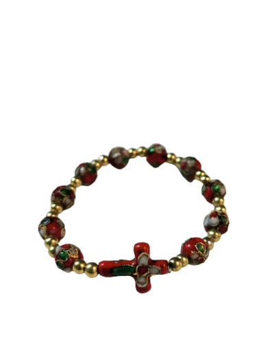 Bracelet Dizainier Elastique Perles Décorée ROUGE