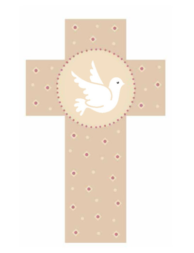 Croix Colombe beige 12cm