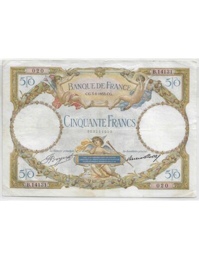 FRANCE 50 FRANCS L.O. MERSON SERIE B.14131 3-8-1933 TTB