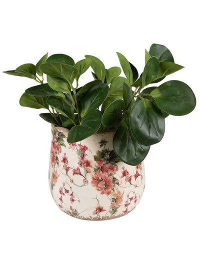 Pot de fleurs rose beige céramique 18x18x16cm