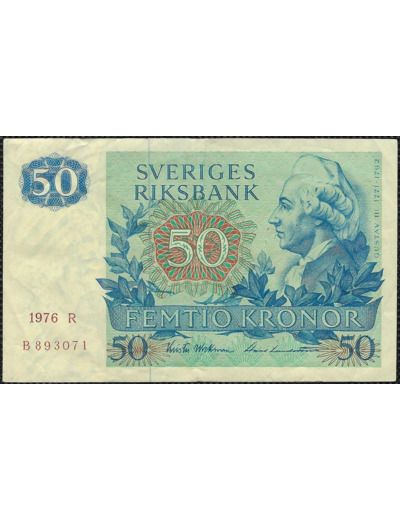 SUEDE 50 KRONOR 1976 Série R TTB (W53b)