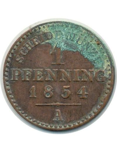 ALLEMAGNE PRUSSE 1 PFENNIG 1854 A TB+ oxydée (W451)