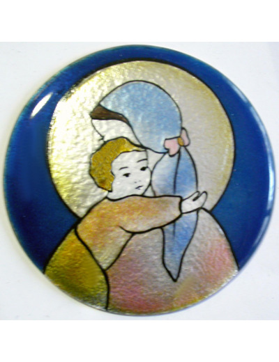 Vierge à l'écharpe D8,3cm - EMAUX DU LIBAN