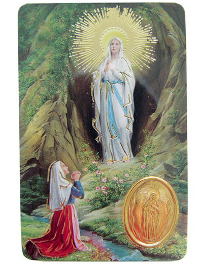Carte Plastifiée + Poinçon + Prière 55x85cm - ND DE LOURDES