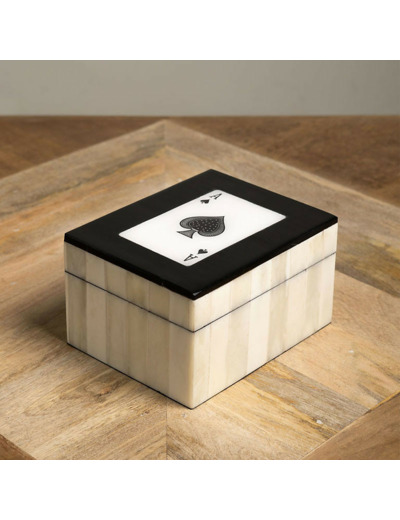 Boîte de 3 Jeux de Cartes Couvercle As Résine 7x10x13cm