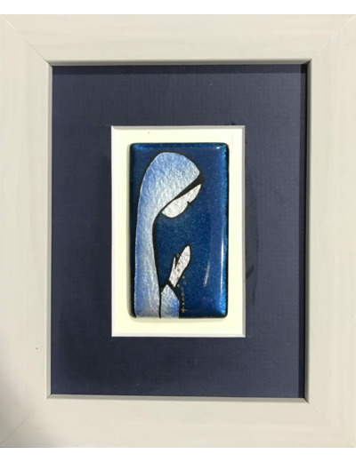CADRE gris avec VIERGE en PRIERE 10x13cm - EMAUX DU LIBAN