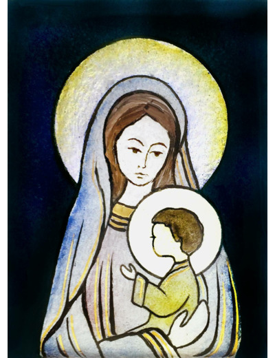 Vierge du souci 9,6X6,8cm - EMAUX DU LIBAN