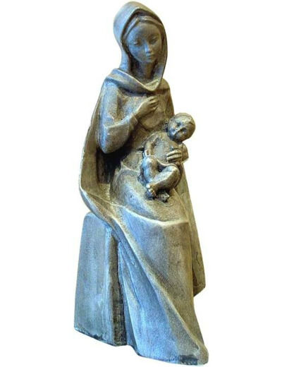 Vierge de Bonté en résine ton bois 16cm
