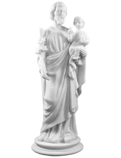 St Joseph - Statue en albâtre 38cm -Blanc