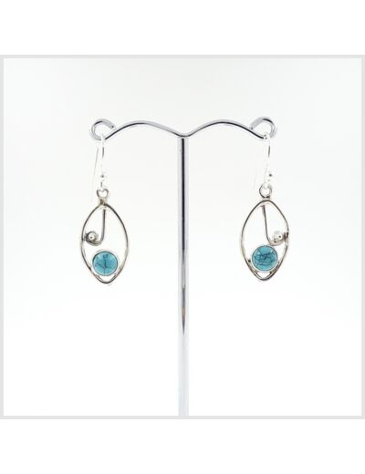 Boucles d'oreilles Turquoise et Argent Massif