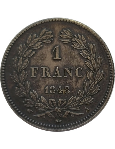FRANCE 1 FRANC LOUIS PHILIPPE I tête laurée 1848 A (Paris) TTB+ (G453)