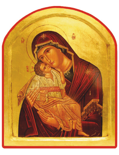 Icône dorée incurvée arrondie 14*18cm - VIERGE DE TENDRESSE