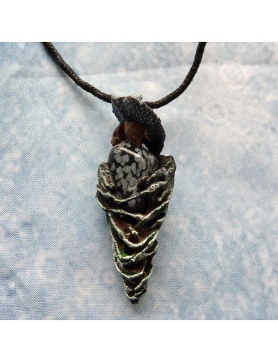 Pendentif "Portefaix" pierre naturelle Jaspe Dalmatien