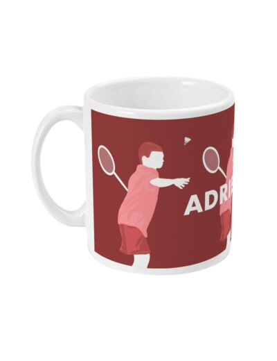 Tasse ou mug "Joueur garçon de badminton" - personnalisable