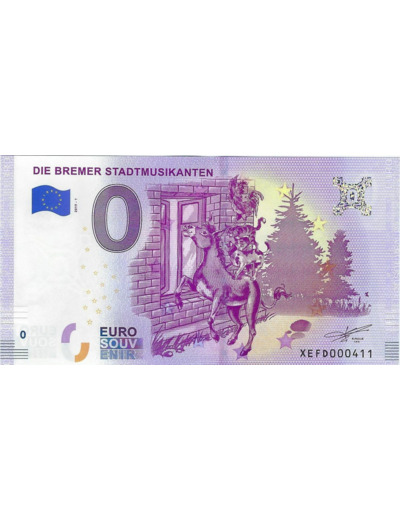 ALLEMAGNE 2019-1 DIE BREMER STADTMUSIKANTEN BILLET 0 EURO TOURISTIQUE NEUF