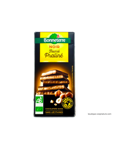 Chocolat Noir Fourré Praliné Bio 100g