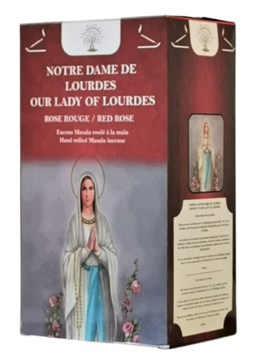 12 étuis de 12 bâtons d'Encens - ND de Lourdes - Rose Rouge