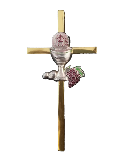 Croix de Communion en Métal Doré et Argenté 10x5cm