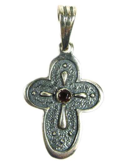 Croix Byzantine en Argent 925 17x25MM + GRENAT