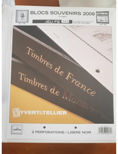 FEUILLE COMPLEMENTAIRE BLOC SOUVENIR 2009 (JEUX SANS POCHETTE) YVERT ET TELLIER