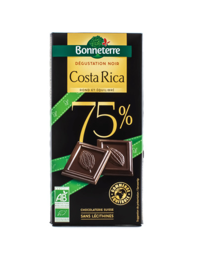 Chocolat Dégustation Noir 75% Costa Rica Bio 80g