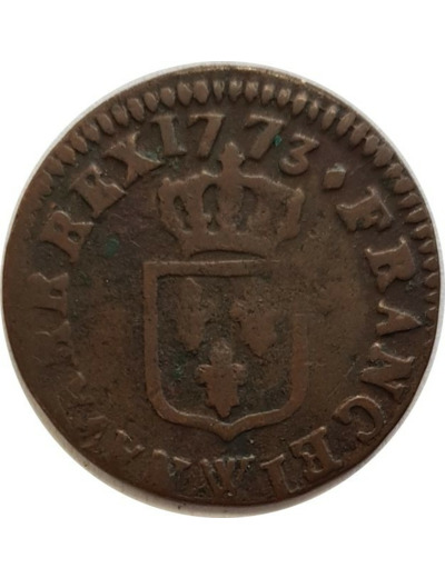 LOUIS XV (1715-1774) LIARD A LA VIEILLE TETE 1773 W (Lille) TB