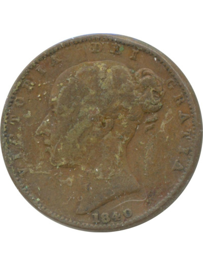 GRANDE BRETAGNE 1 FARTHING VICTORIA 1840 TB+