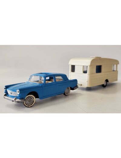 PEUGEOT 404 BLEU FONCE CARAVANE DIGUE NOREV SERVO DIRECTION PLASTIQUE 1/43