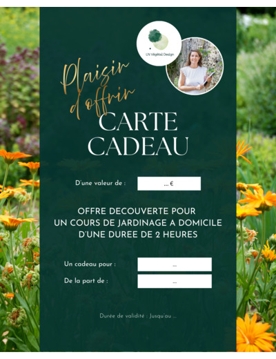 Carte Cadeau : Cours de jardinage à domicile