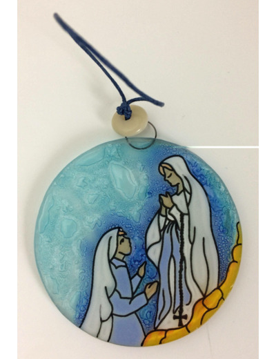 Médaillon verre diamètre 7cm- APPARITION DE LOURDES