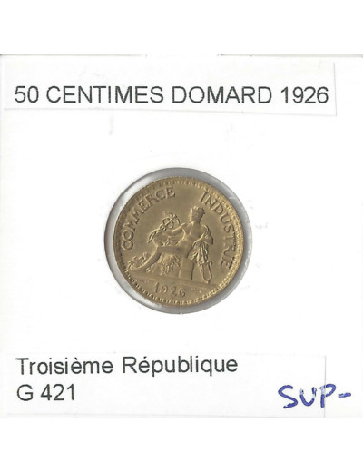 FRANCE 50 CENTIMES DOMARD 1926 SUP-