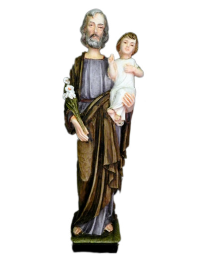 St Joseph résine 33cm polychrome peinte main