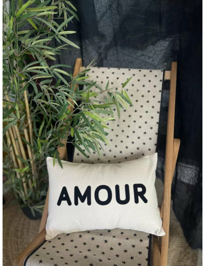 Petit Coussin coton Ecru "AMOUR" - Toiles Chics