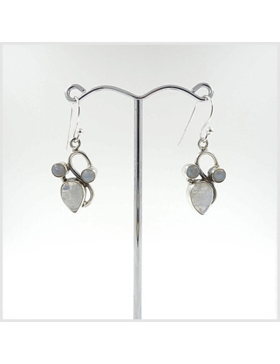 Boucles d'oreilles Pierre de lune et Argent Massif