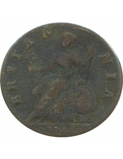 GRANDE BRETAGNE 1/2 PENNY GEORGES II 1744 TB+