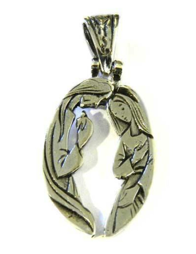 Médaille Ajourée en Argent 925- 22mm - JESUS/MARIE