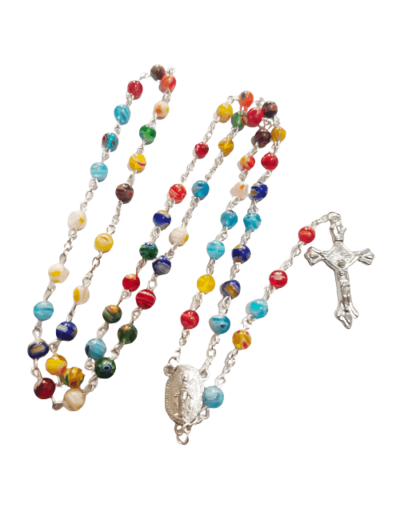 Chapelet sur chaine argentée verre MURANO 6mm