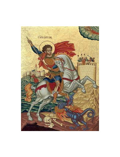 Icône sérigraphiée MDF dorée 12x18cm -ST GEORGES