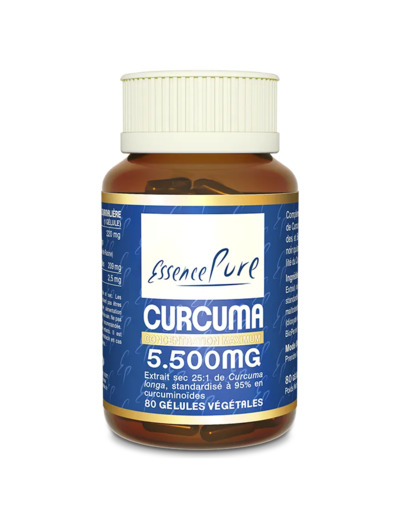 Curcuma 5.500 mg-80 gélules végétales-Essence Pure