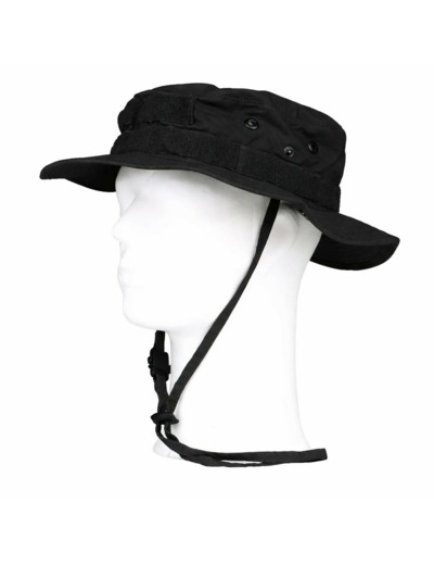 Chapeau de brousse militaire noir - Bande Molle velcro baroudeur
