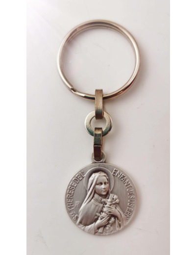 Porte-Clefs en Métal Argenté 25mm - STE THERESE