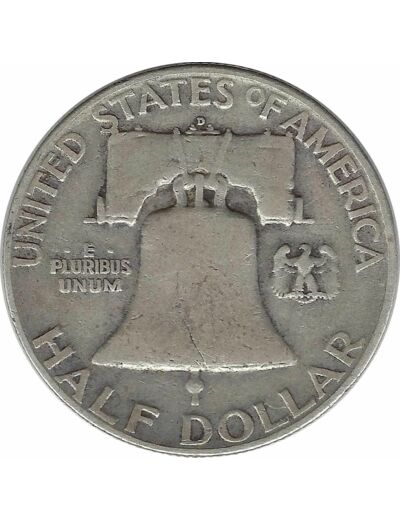 AMERIQUE (U.S.A) HALF DOLLAR FRANKLIN (1/2 DOLLAR) 1950 D TB+